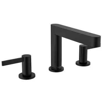 Vannas istabas izlietnes maisītājs Hansgrohe Finoris 110, 3 caurumu, uz  virsmas, ar push-open, matēts melns