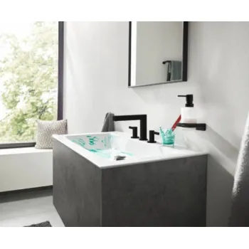 Vannas istabas izlietnes maisītājs Hansgrohe Finoris 110, 3 caurumu, uz  virsmas, ar push-open, matēts melns