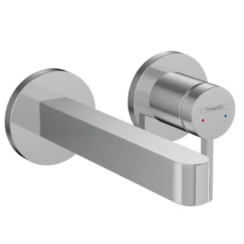 Vannas istabas izlietnes maisītājs Hansgrohe Finoris virsapmetuma daļa, 2 caurumu, no sienas, iztece 165 mm, hroms