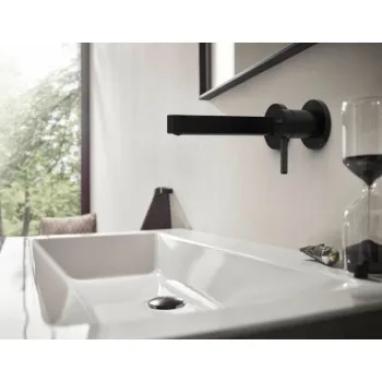 Vannas istabas izlietnes maisītājs Hansgrohe Finoris virsapmetuma daļa, 2 caurumu, no sienas, iztece 165 mm, matēt