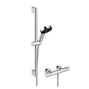 Dušas komplekts Hansgrohe Ecostat Fine ar dušas kompl. Pulsify Select S 105 3jet Relaxation EcoSmart, Hromēta