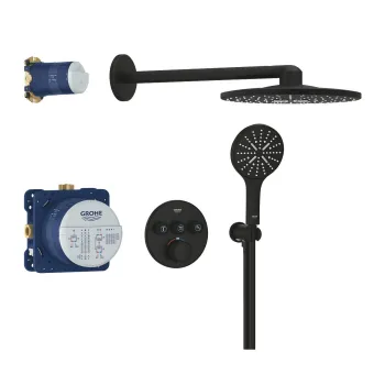 Dušas sistēma Grohe SmartControl Rainshower SmartActive 310, iebūvējamā, 3 režīmi, melna
