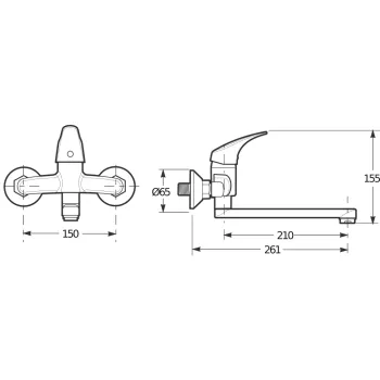 Vannas istabas izlietnes maisītājs Jika Talas, iztece 210 mm, pie sienas, hroms