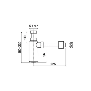 Sifons izlietnei Jika Mio, 1¼ x 32 mm, matēts melns