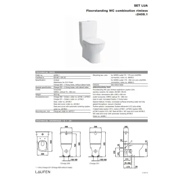 Tualetes pods Laufen Lua Rimless, ar tvertni, universāls izvads, balts H8240810002311+H8270830009731