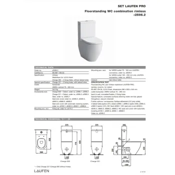 Tualetes pods Laufen Pro Rimless, bez tvertnes 360x650 mm, universāls izvads, balta