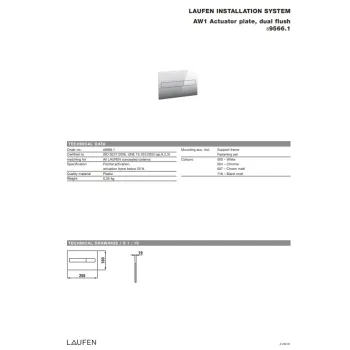 Poga iebūvējamam rāmim Laufen LIS AW1 duo, 250x160 mm, balts