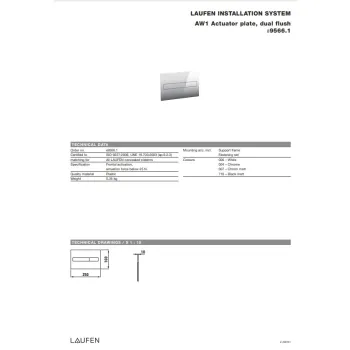 Poga iebūvējamam rāmim Laufen LIS AW1 duo, 250x160 mm, hroms