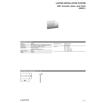 Poga iebūvējamam rāmim Laufen LIS AW1 duo, 250x160 mm, melns