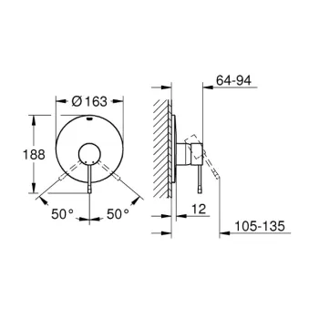 Vannas / Dušas maisītājs Grohe Essence virsapmetuma daļa, brushed warm sunset