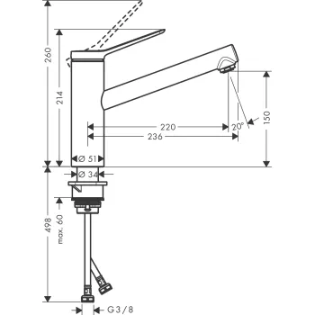 Virtuves Izlietnes maisītājs Hansgrohe Zesis M33-150 1jet, matēts melns
