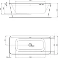 Brīvi stāvoša Vanna Ideal Standard Tonic II, 180x80 cm, lietā akrila, balta E398101