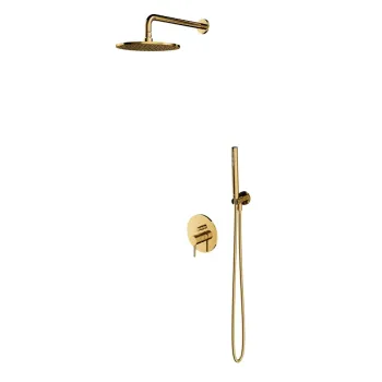 Dušas sistēma Omnires Y iebūvējama ar lietus dušu, rokas dušu pulēts Zelta