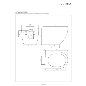 Piekaramais tualetes pods Omnires OTTAWA COMFORT Rimless ar Soft Close vāku, balts matēts