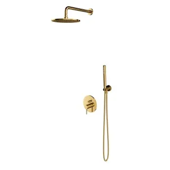 Dušas sistēma Omnires Y iebūvējama ar lietus dušu, rokas dušu pulēts Zelta