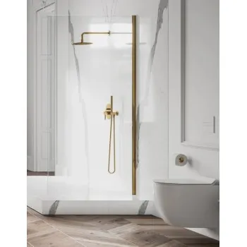 Dušas sistēma Omnires Y iebūvējama ar lietus dušu, rokas dušu pulēts Zelta