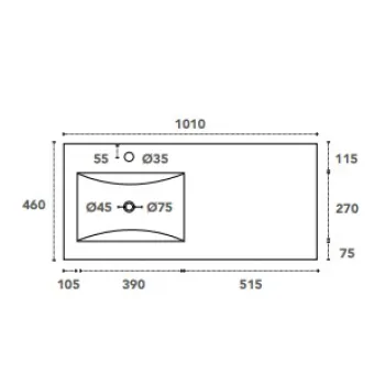 Izlietne skapītim OZE Ceres 1000mm (BIRDIE skapīšiem) Balta