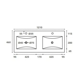 Izlietne skapītim OZE Ceres dubultā 1200mm Balta