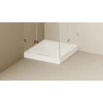 Dušas paliktnis Paa LETTERA KV90 Akmens masas 90x90cm (Paliktnis, panelis, sifons)  Balts