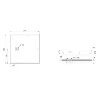 Dušas paliktnis Paa LETTERA KV100 Akmens masas 100x100cm Balts