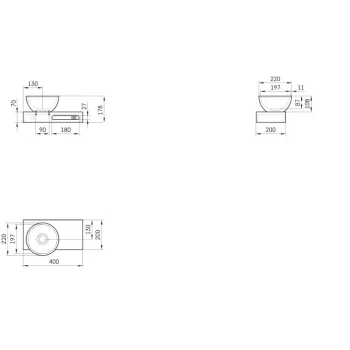 Plaukts izlietnei Paa DO 400x200x78mm, ozols Plaukts izlietnei Paa DO 400x200x78mm, ozols