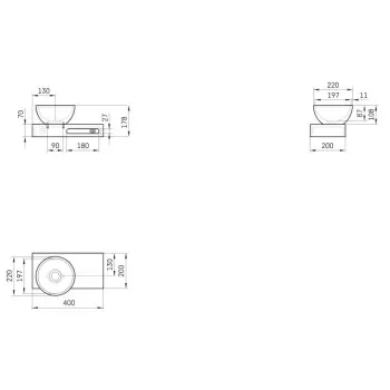 Izlietne PAA DO SilkStone ar plauktu 400x200mm Matte Caffelatte