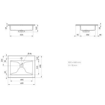 Izlietne PAA LOTO Akmens masas 600x490mm, Balta