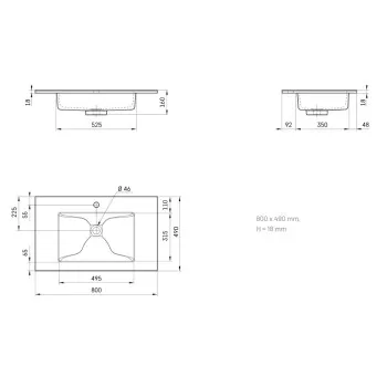 Izlietne PAA LOTO Akmens masas 80x490mm, Balta