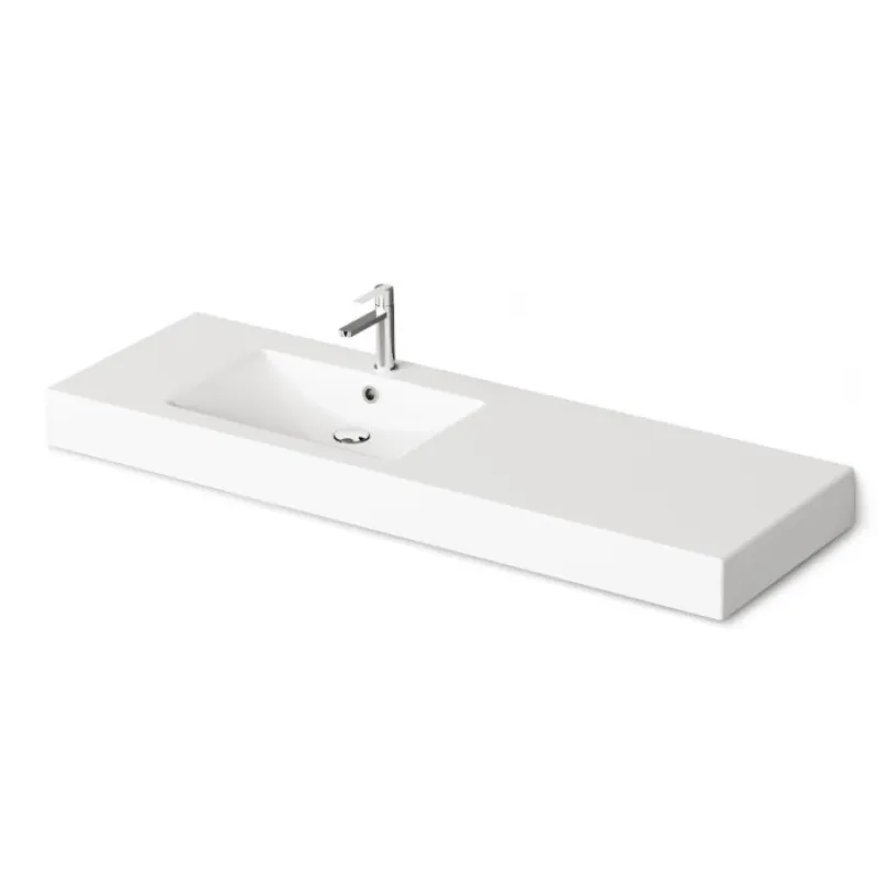 Izlietne PAA LONG STEP Akmens masas 1500x490mm, Kreisā ar labo pagarinājumu Balta