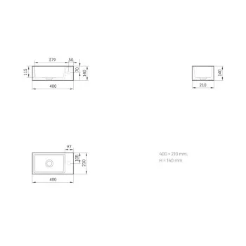 Izlietne PAA MI Labā SilkStone 400x210mm Balta