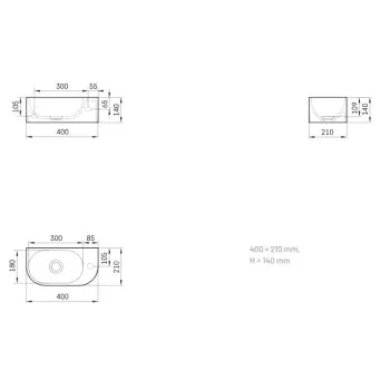 Izlietne PAA RE Labā SilkStone 400x210mm Balta