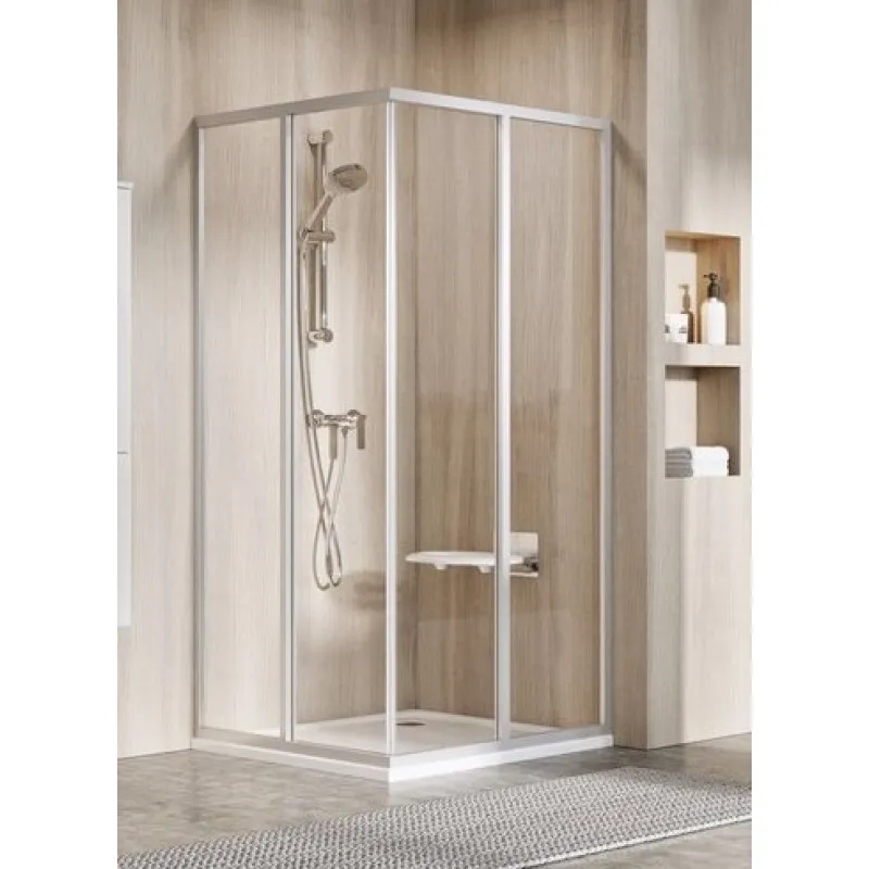 Dušas kabīne Ravak SRV2+SRV2 80cm H=195cm Balts + Caurspīdīgs