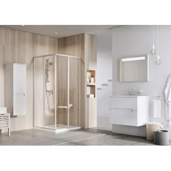 Dušas kabīne Ravak SRV2+SRV2 80cm H=195cm Balts + Caurspīdīgs