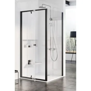 Dušas siena Ravak Pivot  PPS 100 melna + caurspīdīga
