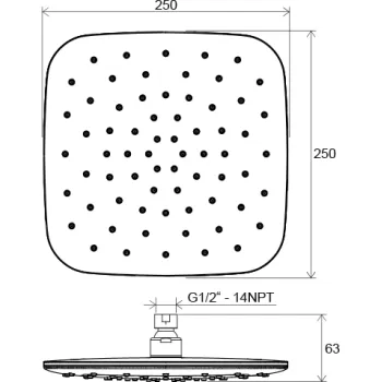 Dušas galva Ravak 983.00CR ABS, 250 mm, Hromēta