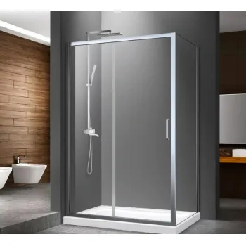 Dušas kabīnes komplekts RAVAK SET20 NBLDP2-100 Kreisā Puse Caurspīdīgs stikls, Hromēti profili