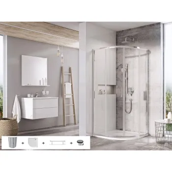 Dušas kabīnes komplekts RAVAK SET6 BLSCP4-90  Caurspīdīgs stikls, Hromēti profili