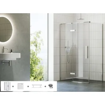 Dušas kabīnes komplekts RAVAK SET13 COSD2-100 Caurspīdīgs stikls, Hromēti profili