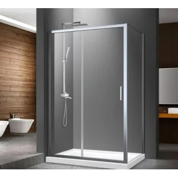 Dušas kabīnes komplekts RAVAK SET20 XU3DP2-100 Kreisā Puse Caurspīdīgs stikls, Hromēti profili