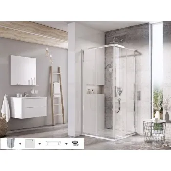 Dušas kabīnes komplekts RAVAK SET8 BLSRV2-80 Caurspīdīgs stikls, Hromēti profili