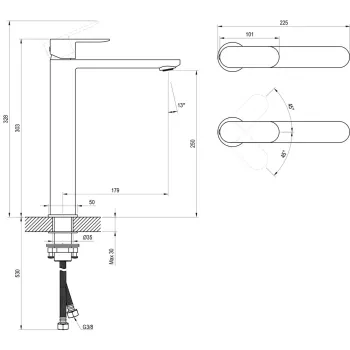 Vannas istabas izlietnes maisītājs Ravak Chrome CR II 015.00CR 300 mm Hromēts