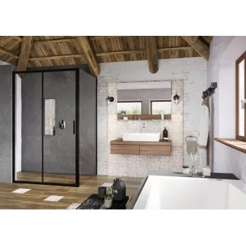 Dušas siena Ravak Blix Slim BLSPS-80 melna + caurspīdīga