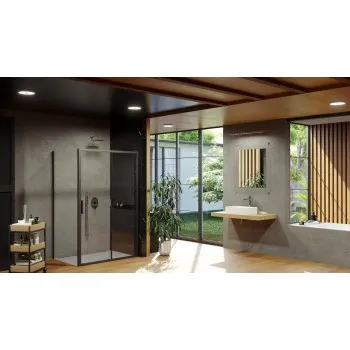 Dušas siena Ravak Blix Slim BLSPS-80 melna + caurspīdīga