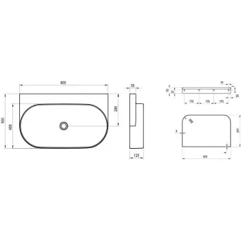 Vannas istabas izlietne Ravak Yard 800 Melna Matēta
