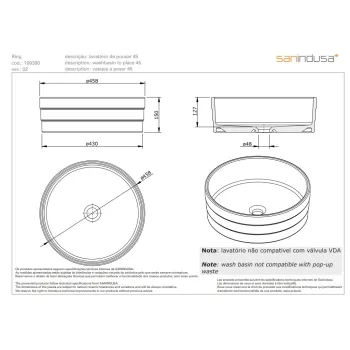 Vannas istabas izlietne Sanindusa Round ø45 Melna Matēta