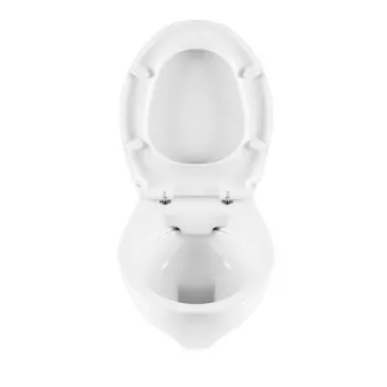 Piekaramais Tualetes Pods Sanindusa Cetus 52 Rimfree ar vāku, Balts