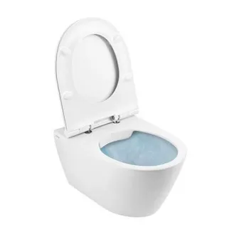 Piekaramais Tualetes Pods Sanindusa Sanlife Rimfree ar Soft Close clipoff vāku, Balts