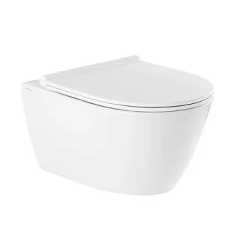 Piekaramais Tualetes Pods Sanindusa Sanlife Rimfree ar Soft Close clipoff vāku, Balts