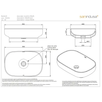 Vannas istabas izlietne Sanindusa Sanibold 60x40cm Melna Matēta