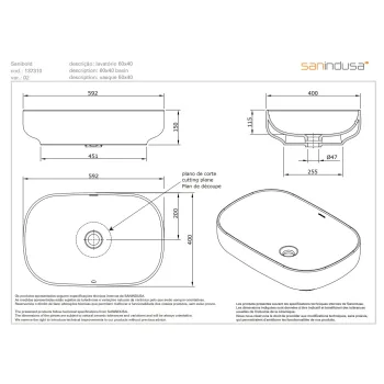 Vannas istabas izlietne Sanindusa Sanibold 60x40cm Balta/Melna matēta